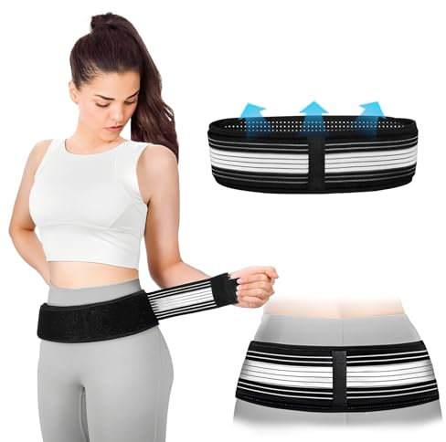 23GUANYI Cinturón de Soporte Sacroilíaco, Cinturón de Alivio del Dolor de Espalda, Transpirable Antideslizante Faja Lumbar para Hombres y Mujeres, Cinturon Pelvico (Negro, Small)