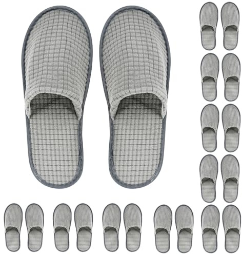 UHETLET 10 Paar Gästehausschuhe Hausschuhe gäste Hotelslipper herren Pantoffeln damen Gästepantoffeln Waschbar Rutschfest Hüttenschuhe Einweg Pantoffel Gästehausschuhe Slippers set für Hotel Gäste