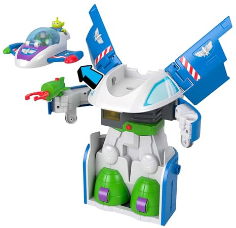 Fisher-Price Imaginext Nave transformable de Buzz Lightyear con Figuras | Nave de Buzz Lightyear de Toy Story con luces, sonidos, figuras de 7,6 cm, lanzador y proyectiles, JTH51