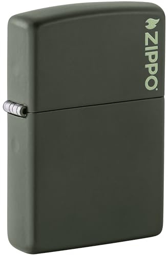 Zippo - Briquet tempête Motif Logo, Vert Mat, Impression colorée Color Image, Rechargeable, réutilisable, Coupe-Vent, boîte Cadeau, fabriqué aux États-Unis