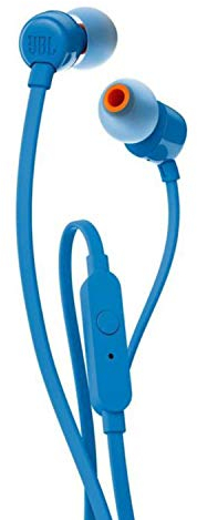JBL Tune 110 Auriculares In Ear con Pure Bass , con manejo de un solo botón y micrófono, color azul