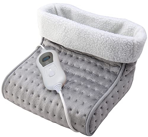 Mobiclinic, Elektrischer fußwärmer, Wolle und Fleece, Sehr niedriger verbrauch, Europäische Marke, Mit abschaltautomatik, Leicht waschbares Innenfutter, 3 temperaturstufen, 30 x 24 cm, Grau