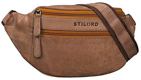 STILORD Marian Gürteltasche Leder Vintage für Herren Damen Bauchtasche Hüfttasche für Handy Kosmetik Kamera Reisen Party Konzerte Festival Echtleder Farbe:Cognac - Hellbraun