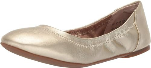 Amazon Essentials Women's Belice Slip On Ballet Flat, Gold, 10.5 UK Wide