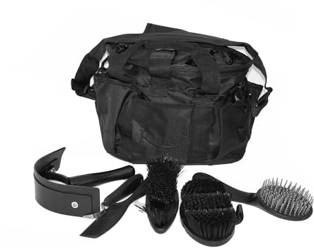 Rhinegold Grooming Bag with Complete Brush Kit Sac de toilette, Noir, Taille unique