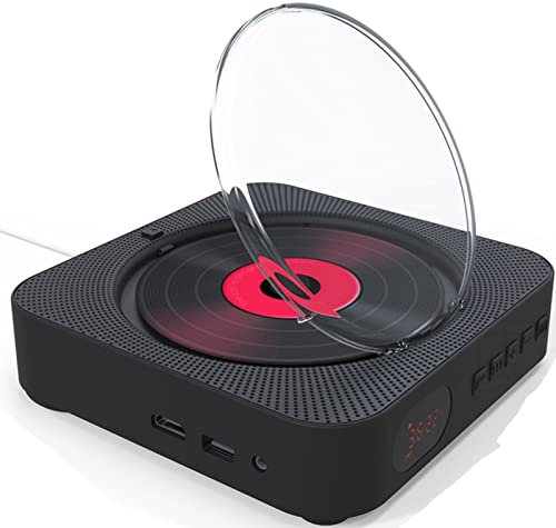Lettore CD montato a parete,con altoparlanti HiFi integrati da parete Bluetooth,Altoparlanti HiFi integrati a parete, con Bluetooth,con Telecomando, per TV Home CD,Black
