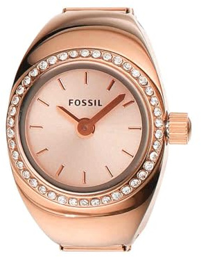 FOSSIL Orologio Ring da donna, movimento al quarzo a due lancette con cinturino in acciaio inossidabile, Tonalità oro rosa e glitter, 15 mm