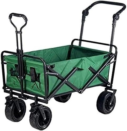 ZWQXZX Bollerwagen Faltbar Strandwagen Faltbollerwagen Outdoor-Klappwagen, Handwagen, Faltbar Mit Bremsen, Outdoor-Garten-Utility-Truck-Camping Transportwagen Handwagen(Grün)