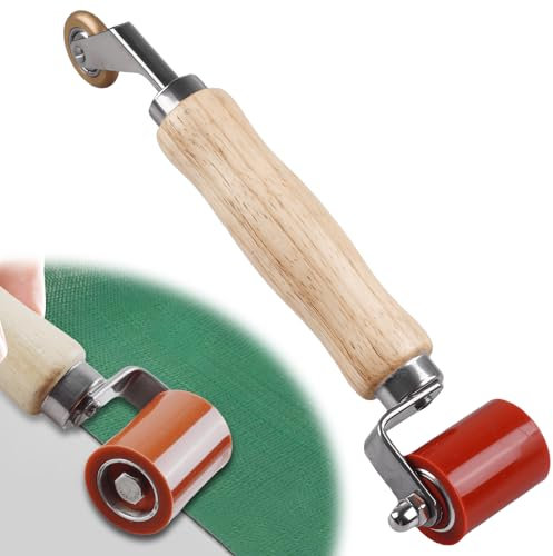 2 IN 1 Andrückwalze Rollen Hochtemperaturbeständige, 40 mm Silikon Andrückrolle und 6 mm Messing Bodenecke Nahtroller Nahtroller Doppelt Gelagerte Andruckrolle Roofing PVC Schweißwerkzeug, Rot