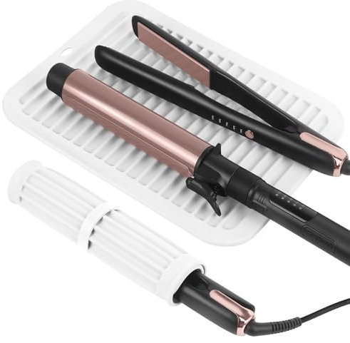 WRORUNER Large Silicone Heat Resistant Mat, Professional Hot Hair Tools Mat for Hair Straightener, Curling Iron, Flat Iron, Portable Hot Pad Cover with Velcro for Travel Home Salon(11.8 x 9.0)