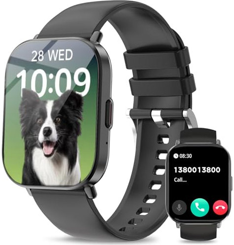 Smart Watch(Answer/Make Calls), 2.01 Smart Watches for Women Men 120+ Sports Modes Fitness Tracker with Blood Pressure/Heart Rate/Sleep Monitor, IP67 Waterproof Smartwatch for Android and iOS, Black