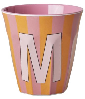ReWu Rice Melmain Becher Medium Jungen - Buchstabe M - Kinderbecher Campingbecher Campnggeschirr Trinkbecher Melamingeschirr Bruchsicher BPA-Frei 250ml