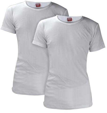 HEAT HOLDERS - 2 Pack Mens Winter Thermal Underwear Short Sleeve Top | Soft Warm Cotton Rich T-Shirt (XL, White)