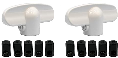 Comyznoah Universal Window Operator Tee Handle,Casement Window Crank Handles, H 1-1/8 to L 2-3/8 (White) Fit 5 Different Sized spindles(Pack of 2)