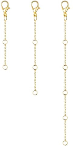GWEOR 3 stycken kedjeförlängning guld – 14k guldpläterad förlängningskedja – halsband vristlänk armband förlängningskedja för kvinnor män smyckestillverkning