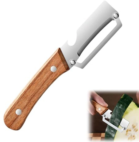 Stainless Steel Vegetable Peeler with Wooden Handle - Ergonomic Potato Peeler & Fruit Slicer, Sharp Blade for Carrot, Apple, Kiwi, Orange, Easy Grip Kitchen Tool (1 Pack)