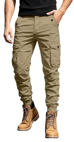 Générique Pantalon Travail Chino Homme Confortable Cargo Poches Multiples à Jambes Resserrées Ourlet élastique à La Cheville Pantalon Jogging Randonnée pour Printemps été
