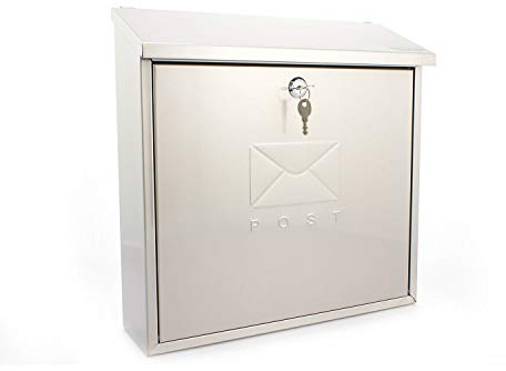 Burg-Wachter MB03ST Contemporary Wall Mounted Stainless Steel Lockable Weatherproof Post Box - 37x37x12cm