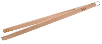 GEFU Grillzange NATURA aus Buchenholz | Extra Lange 48 cm Zange mit Wellenenden und Aufhängeöse