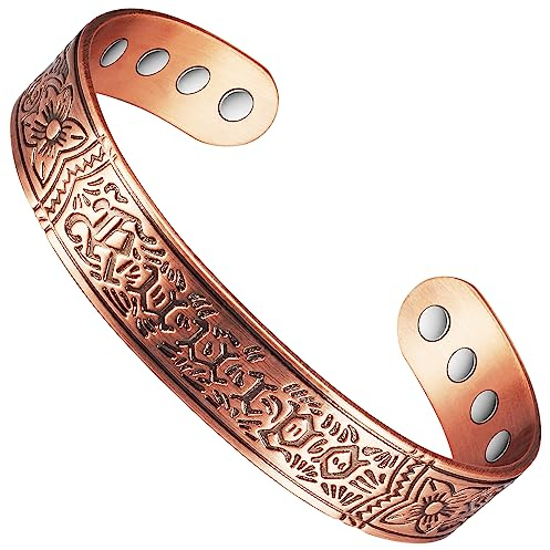 Kupfer-Armbänder für Arthritis Männer Frauen Kupfer Magnetarmband zur Schmerzlinderung mit 8 Leistungsstarken Magneten Therapie-Armbänder Verstellbare Manschette Armreif Gesunde Heilung