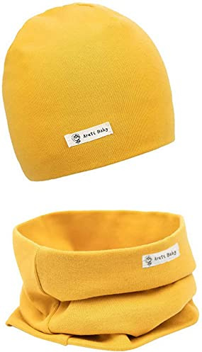 Areti Baby Cappello Lavorato a Maglia + Sciarpa ad Anello, Cappello in Cotone Morbido Cappello a Berretto per Bambini collari Scaldacollo Bandana Autunno Inverno Cappello e Sciarpe con Colletto