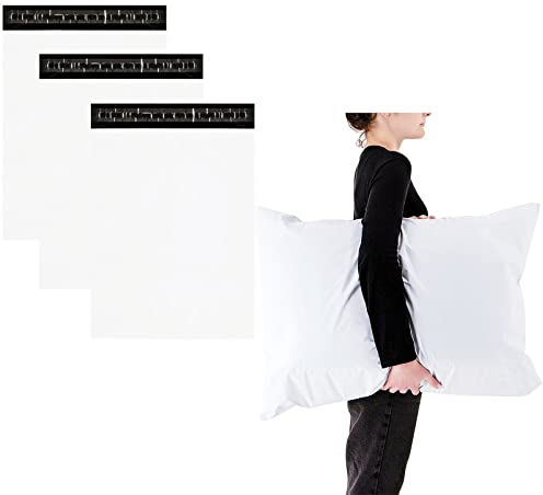 3 Stück 60x79cm Weiß Versandbeutel Plastik Versandtaschen,Versandtüten für Kleidung Groß,Selbstklebend Poly Kunststoffbeutel Wasserdichte Kuriertaschen Paket Tüten für Versand Warensendung Textilien