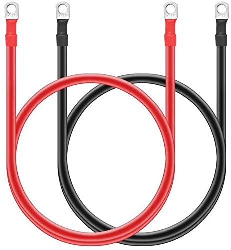 Greluma 2 pezzi cavo batteria in rame puro 5 AWG con capicorda 10 mm (3/8) per solare, campeggio, auto, barca