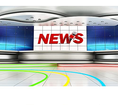 Aoihrraan 2,2x1,5m News Room Interior Backdrop Modern Office Interior TV Show Recitation Desk Record Front Table Photography Background TV Station Programming Live Decor Kid Portrait Photo Studio Prop