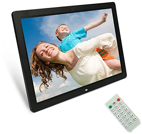 Marco de fotos digital de 20 pulgadas, pantalla IPS de 1920 x 1080, marco de fotos digital con control remoto y sensor de movimiento, brillo ajustable, encendido y apagado, soporte de música de fondo