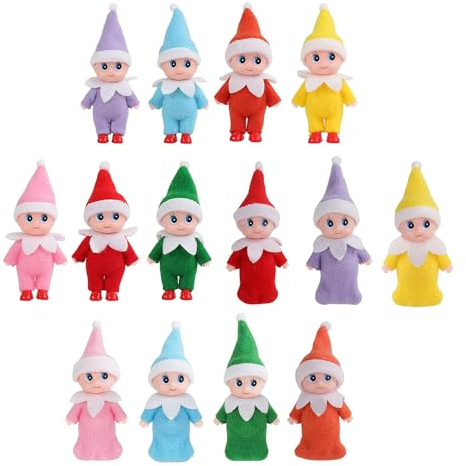 JHBEMAXS Mini älva baby tvillingar vänlighet alver set barn hantverk bebisar docka högtid dekoration tillbehör liten present för flickor pojkar barn vuxna (paket med 14 delar)