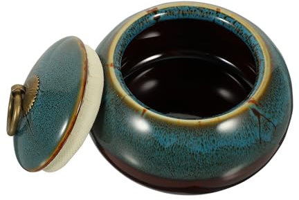 PRETYZOOM BoîTe à Thé En CéRamique, Pot HerméTique Pour Stockage De Thé En Vrac, RéCipient Multifonction Pour Café, Sucre, Biscuits, 10.3 X 10.3 X 7.5 Cm, Bleu