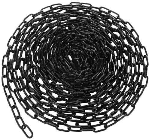 VIDETOL Chaîne en acier inoxydable 304 de 15 m de long, maillons de chaîne très résistants de 3 mm, chaînes de levage en acier galvanisé noir soudé pour portail de clôture, portes de garage, chaînes