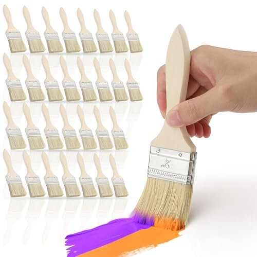 KGGZKG Pack de 30 Brochas Pintura 50mm Brochas Pintor Mango de Madera Profesional Brocha para Silicona Gesso Pintura Tintes Barnices Pegamentos y Bricolaje en el Hogar
