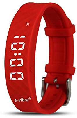 e-vibra Reloj de entrenamiento para ir al baño – Pulsera de alarma vibratoria silenciosa recargable – Reloj recordatorio médico – con temporizador y 15 alarmas diarias (rojo, grande), Rojo -, L