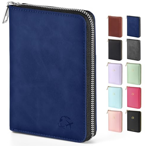 Forvencer Passport Holder Cover with Safe Zipper Closure, Premium Passport Wallet for Travel, Sleek RFID Blocking Card Case, Waterproof Travel Accessories for Men, Navy Blue