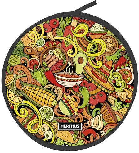 NERTHUS FIH 1477 Calentador de tortillas para microondas negro, bolsa térmica reutilizable, mantiene el calor y la humedad, fácil de lavar