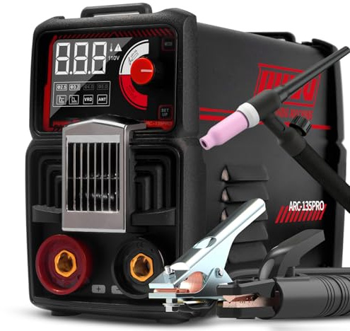 PUWU 110V 135A Stick Welder Lift Tig Welder Digital Welding Machine with Overheat Protection,Electrode, Digital Screen, Quick Connector with Hot Start - MINI MMA Arc Welder with Lift TIG Torch(BLACK)