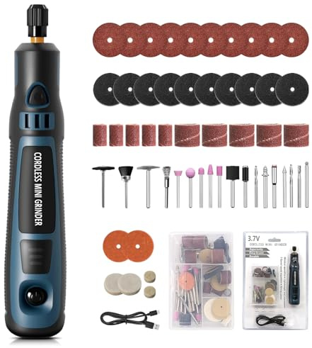 Elektrischer Gravierstift mit 50 Bits, 3-Gang Einstellbar Bis Zu 15.000 U/min, Wiederaufladbare USB-Akku Gravierstift für Schmuck, Holz, Glas, Metall & Keramik, Tragbarer DIY-Rotationsgravierer