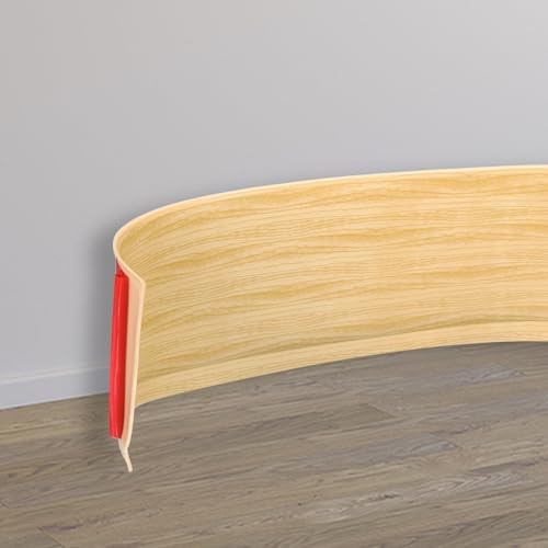 sourcing map Flexible Vinyl Baseboard Molding Trim, 4 Inch x 10 Feet Self-Adhesive Peel and Stick Molding Trim for Walls Floor, Yellow Wood Grain