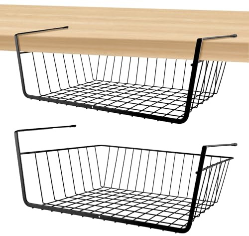CYEER 2 unidades de cestas colgantes, 41 x 14 x 23 cm, estante inferior, cesta colgante, cesta de almacenamiento, cesta colgante para estantería, para cocina, despensa, oficina, escritorio, color