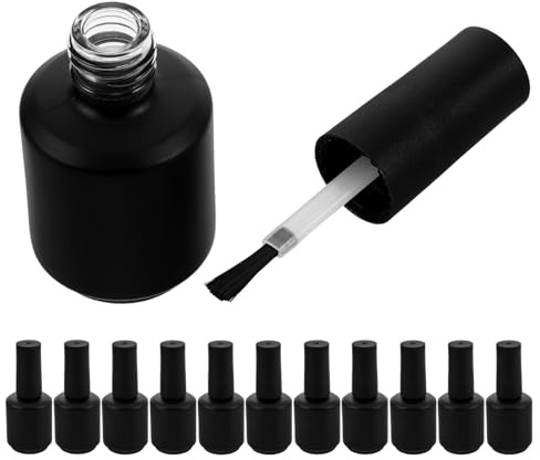 Healvian 12pcs Empty Nail Polish Bottles Glass Vials Cork Top Sample Containers for DIY Nail Art Polish Storage