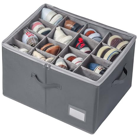 Naapesi Organizador de Zapatos para Armario, Caja Almacenamiento 16 Pares con Tapa Transparente, Zapatero Plegable Resistente Apilable