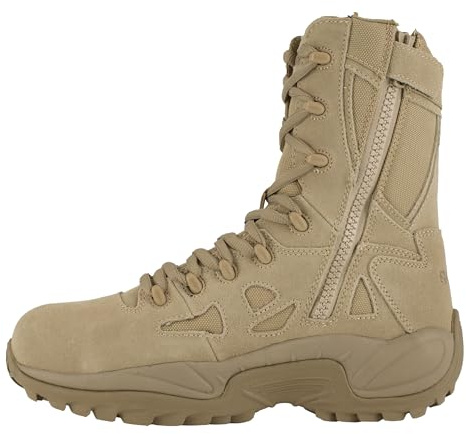 Reebok mens Rapid Response Rb Safety Toe 8 Stealth With Side Zipper Military & Tactical Boot, Desert Tan, 12 US