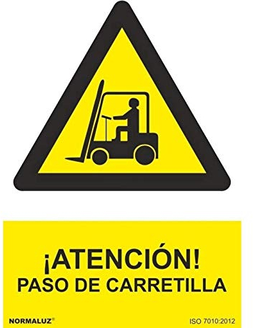 Normaluz Cartel ¡Atención! Paso de Carretilla 21x30cm – Señal PVC Alta Visibilidad | Carteles de Seguridad Resistentes | Señalizaciones de Seguridad y Pegatinas de Peligro para Uso Industrial