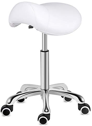 Kaleurrier Rolling Saddle Stool with Wheels,Massage Adjustable Stool