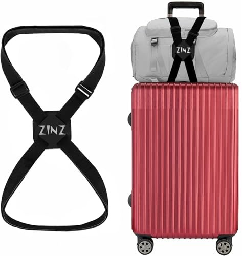 ZINZ Bagagerem, högelastisk resväska Justerbar bältesväska Bungees med spännen och mer applikationer,Svart