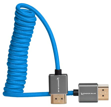 KONDOR BLUE Coiled Full HDMI To Full HDMI Cable 12 To 24-Inch - Blue