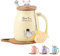 Geschenke für Frauen Katzen-Tasse Süße Keramik Kaffeetasse mit deckel,Edelstahl Löffel, Neuheit Morgen Cup Tee Milch Weihnachten Geschenke Teetasse mit Deckel und Sieb 380ML(Gelb)