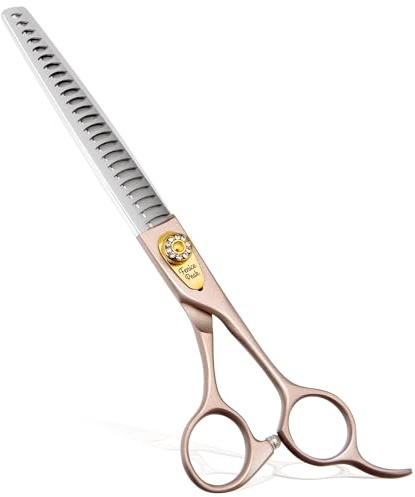 Fenice Peak Professionelle Effilierschere für Hunde, Fellpflege Hund, 440C Edelstahl, 18/24 Zähne, Ausdünnungsrate ca. 75%