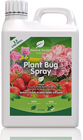 Organic Plant Bug Spray Big Value 2.5L Refill Fruit Vegetables Flowers Bee Friendly Pest Control Greenfly Blackfly Aphids Whitefly Spider Mites Mealybugs Scale Mildew Indoors Outdoors